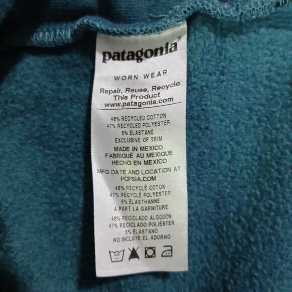 PATAGONIA Women's Medium Aqua Tunic Hoodie Sweatshirt RECYCLED cotton/poly - Picture 10 of 11